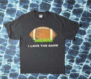Vintage Delta Pro Weight I Love The Game Football Graphic Black T-Shirt